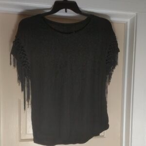 Black Fringe Women's Top